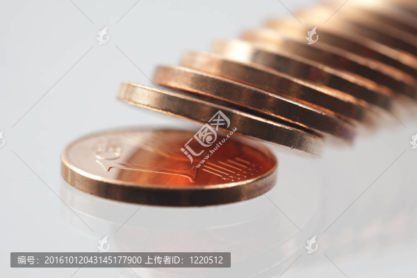歐元硬幣；特寫