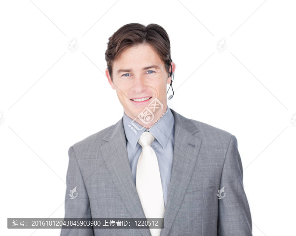 自信的客戶服務(wù)代理與耳機(jī)