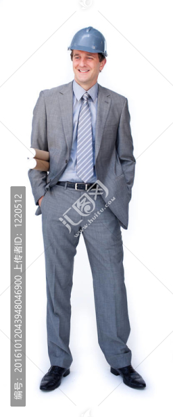有魅力的男性建筑師戴安全帽