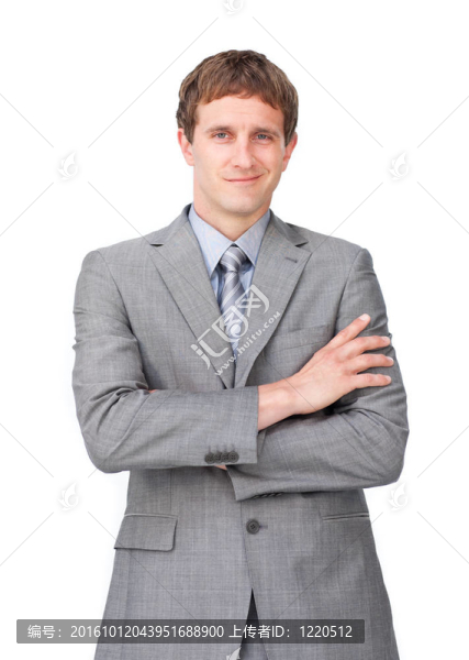 有折疊臂的自信商人