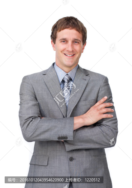 幸福的商人抱著胳膊