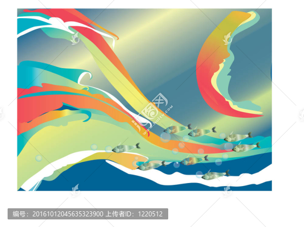 氣泡；魚(yú)類(lèi)和波浪