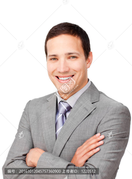 有折疊臂的自信商人