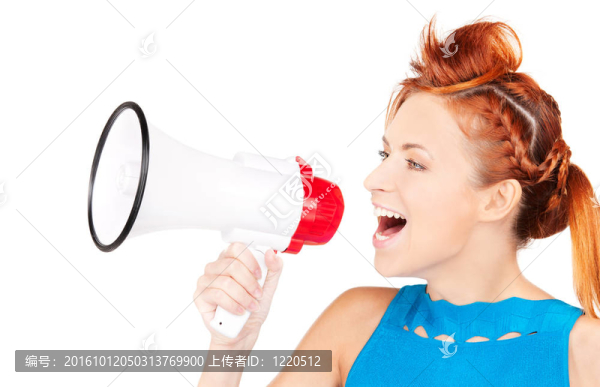 女人用擴音器