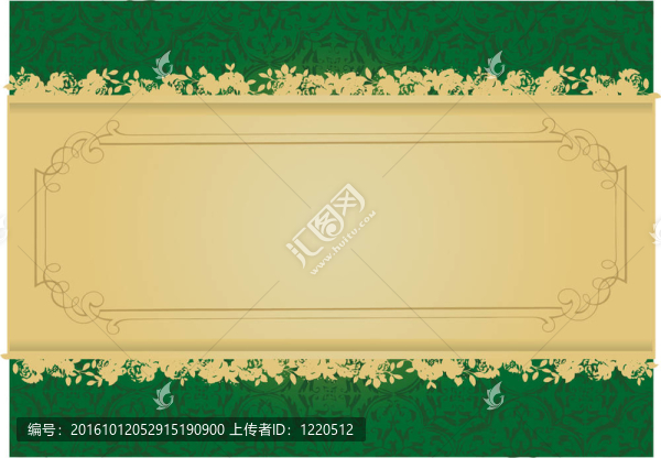 舊貨綠色和金色裝飾橫幅插圖