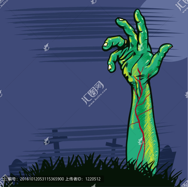 僵尸手出來地面插畫