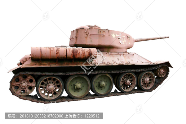紅色蘇聯(lián)坦克T-34白色隔離