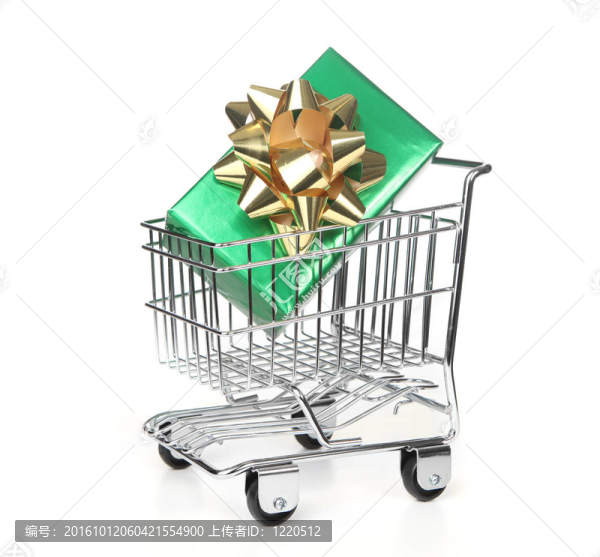 帶包裝節(jié)日禮品的購物車