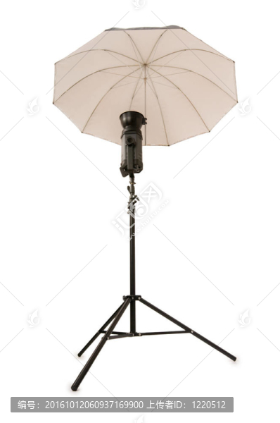 工作室頻閃與雨傘孤立的白色