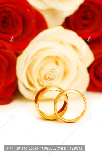 白色的玫瑰和結(jié)婚戒指