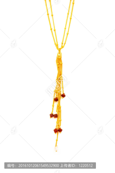 白色背景上的金項鏈
