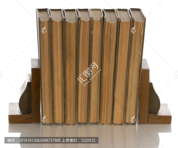 老書舉行了在白色背景上的反射的木制書擋