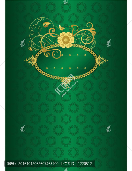 綠色金色花卉插畫(huà)