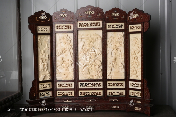 象牙屏風,清代
