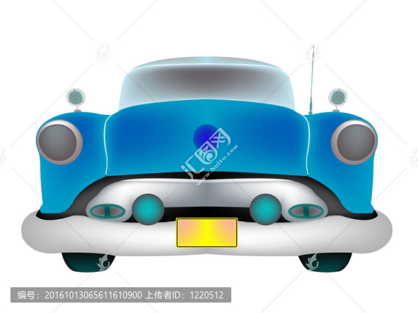 藍色經(jīng)典轎車前白色隔離