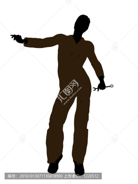 女技師的剪影