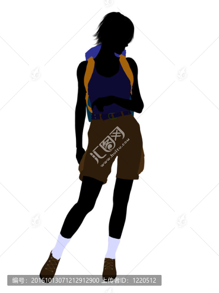 女孩Hiker,Silhouette
