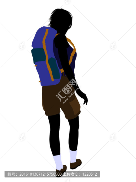 女孩Hiker,Silhouette
