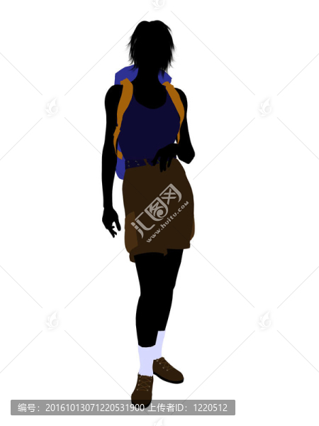 女孩Hiker,Silhouette