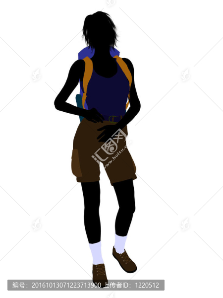 女孩Hiker,Silhouette