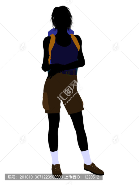 女孩Hiker,Silhouette