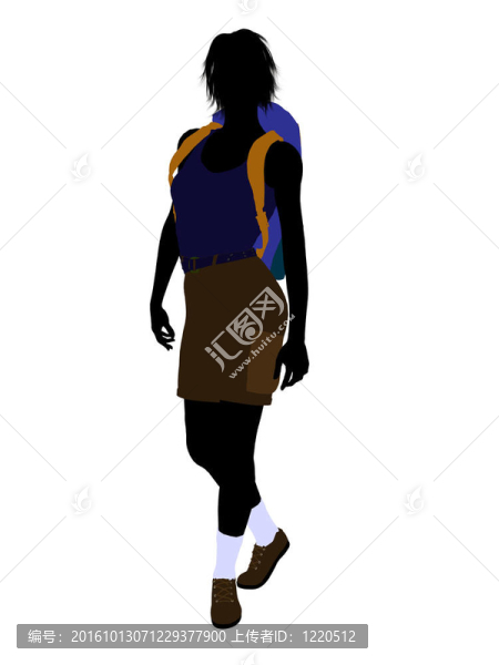 女孩Hiker,Silhouette