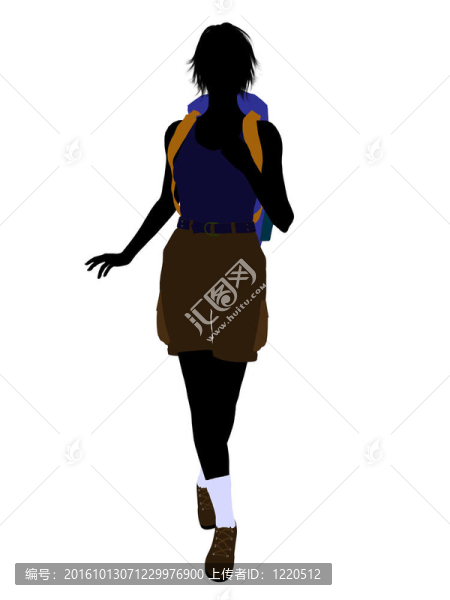 女孩Hiker,Silhouette