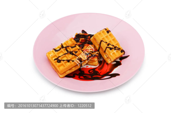 草莓和巧克力糖漿與比利時(shí)薄餅
