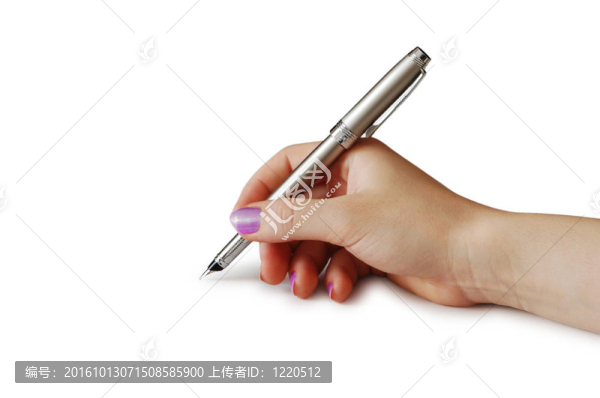 白色背景下的握筆筆