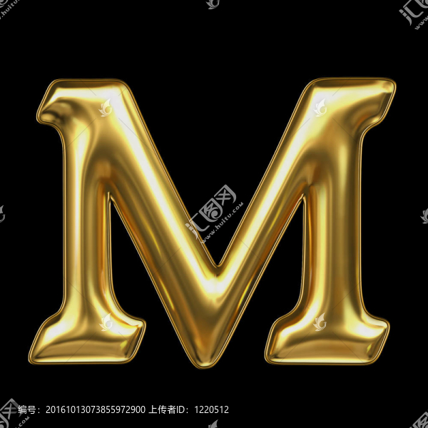黃金金屬字母M