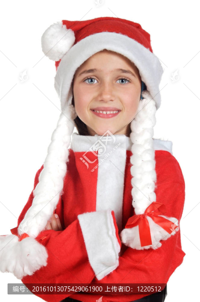 漂亮的小女孩穿著圣誕老人