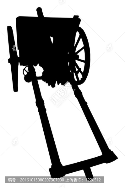 白色的小火炮剪影。