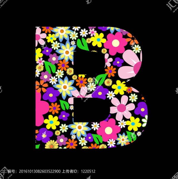 向量花字體；字母B