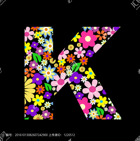 向量花字體；字母K