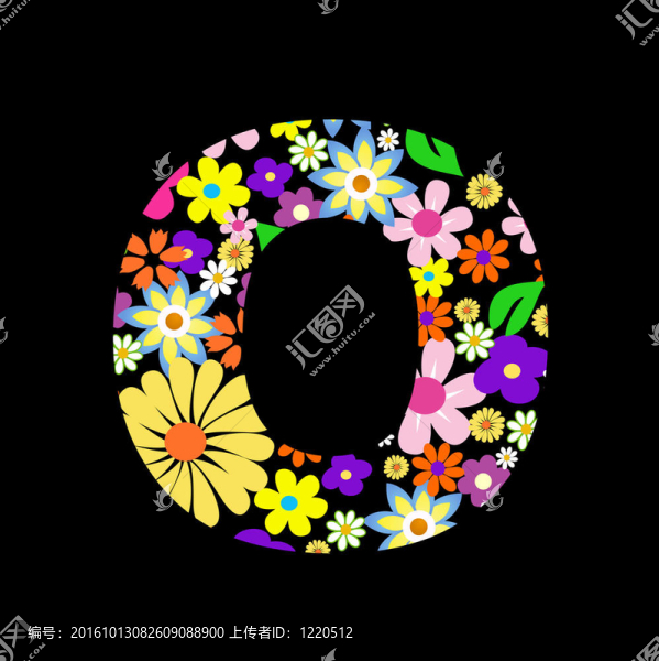 向量花字體；字母O
