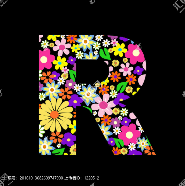 向量花字體；字母R