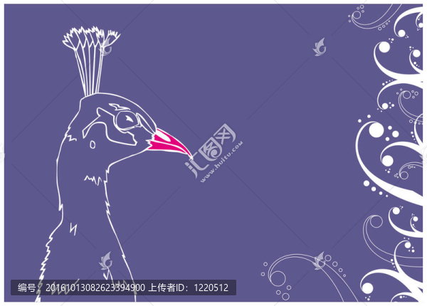 藍(lán)色背景上的孔雀插圖
