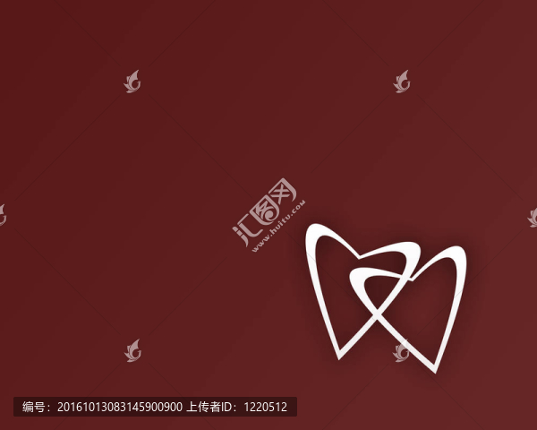 紅色背景上的兩個白色的心
