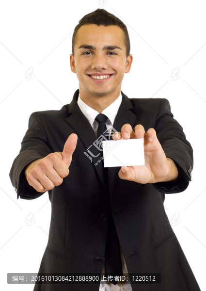 商人展示空白名片