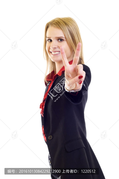 漂亮的女商人勝利的標(biāo)志