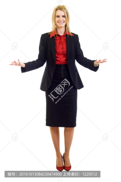 友好的微笑的女商人歡迎