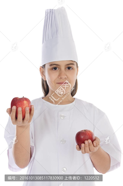 可愛的廚師與蘋果的女孩