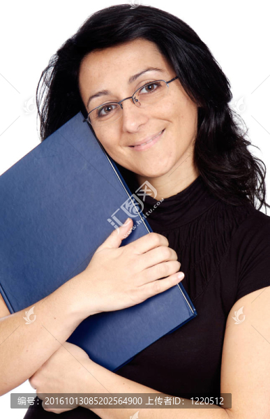 女人與書和眼鏡