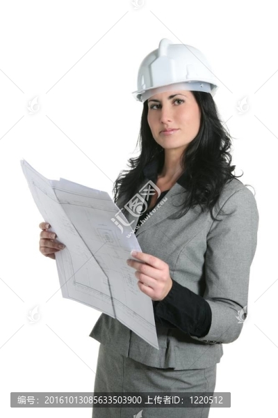 建筑師的女人白的安全帽和計劃