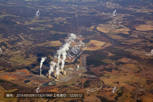 發(fā)電廠的空中俯視