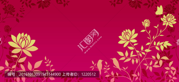 紅色背景下的黃色花型
