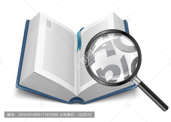 帶放大鏡的開放式書