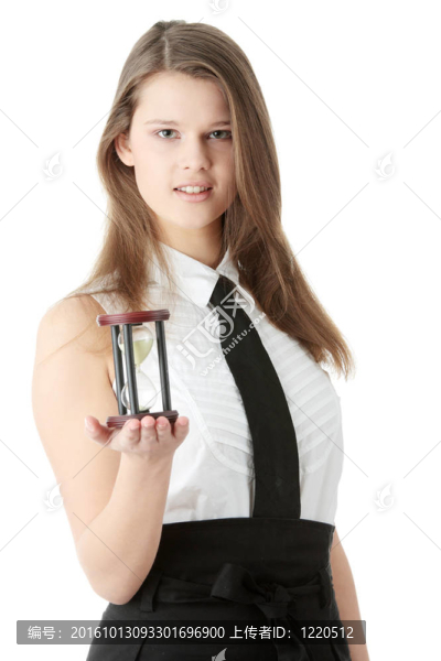 年輕的商業(yè)女人與沙漏