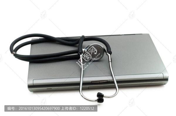 聽(tīng)診器和筆記本說(shuō)明概念的數(shù)字安全