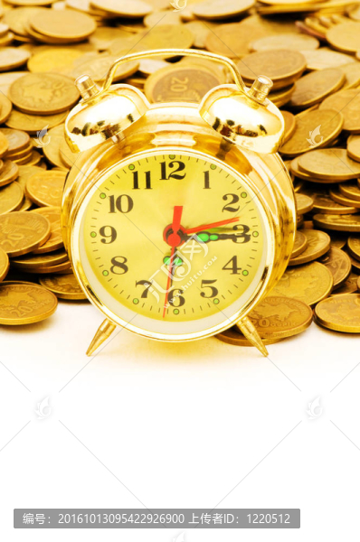 時間是金錢概念與時鐘和硬幣